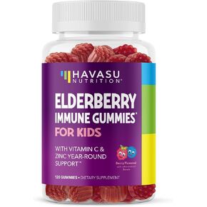 Elderberry Gummies for Kids with Zinc and Vitamin C - Immune Support Supplement for Children - 60 Count, Vegan, Berry Flavor - Convenient Daily Defense with Antioxidants and Essential Nutrients in Saudi Arabia