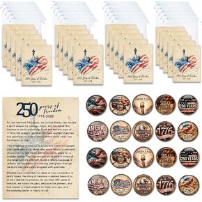 America 250 Merchandise Lapel Pins, 10/20 Pack Vintage 250th Anniversary USA Commemorative Pins 1776-2026 with Story Cards and Gift Bags, Patriotic July 4th Keepsakes for Veterans, Teachers, History Buffs and Families in Saudi Arabia