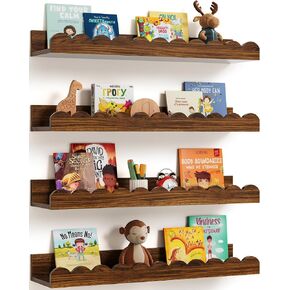 Seocry Scalloped Wall Bookshelves for Nursery, Floating Wooden Book Shelves for Kids Room, White Nursery Shelves for Wall, Baby & Toddler Room Decor in Saudi Arabia