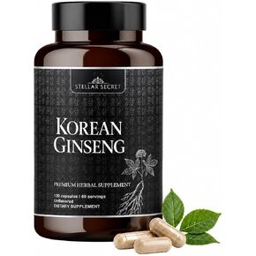 Korean Red Ginseng Capsules 1000mg - 10% Ginsenosides - 120 Vegetarian Capsules, 60 Servings - Premium Panax Ginseng Extract for Energy, Focus & Immune Support - Vegan, Non-GMO in Saudi Arabia