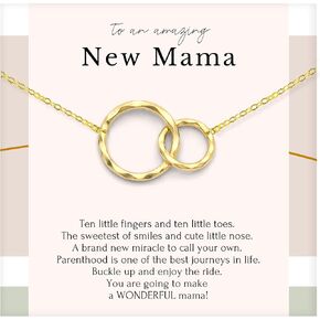 HOPE LOVE SHINE Twins “Mom to Be" Necklace – First Mothers Day Gift for Expecting Mom of Twins – Sterling Silver Double Circle Pendant in Saudi Arabia