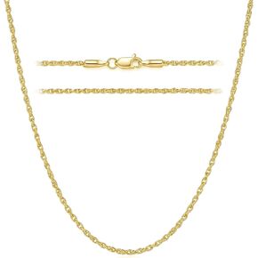 KROMPG Necklace 14k Gold Chain for Women 1.5mm&2mm Rope Gold Chain Necklace Womens Men Non-Tarnish & Dainty Necklaces for Women Men All Lengths 16-26 Inches in Saudi Arabia