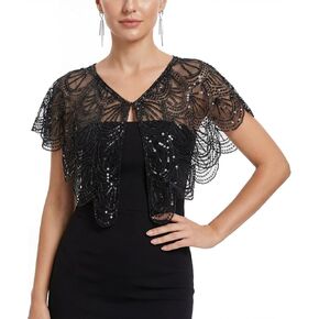 1920s Shawl Wraps for Women, Sequin Beaded Evening Cape Bridal Shawls, Flapper Cover Up for Evening Dresses Party in Kuwait