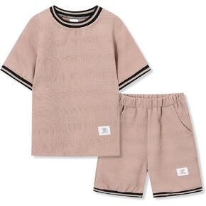 KIDLAGA Boys Clothes 2PCS Outfits Color Block T Shirt & Shorts Teen Boy Clothes Kids Summer Clothing Sets Sizes 7-14Y in Saudi Arabia
