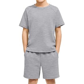 ROVENTIS Boys 2 Piece Outfits Short Sleeve T-Shirt and Shorts Matching Sets Summer Casual Clothes for Kids 5-16 Years in Saudi Arabia