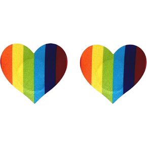 Rainbow Pride Heart Pasties - PASTIES PARTY - Fun Nipple Covers for Parties, Raves, Festivals, Disposable in Saudi Arabia