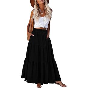 Maxi Skirts for Women Boho Flowy High Waisted Long Skirt with Pockets for Beach Vacation in Saudi Arabia