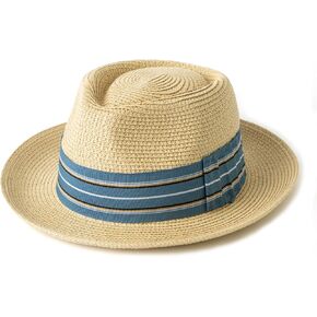 Mens Summer Straw Fedoras Wide Brim Beach Sun Hats in Saudi Arabia