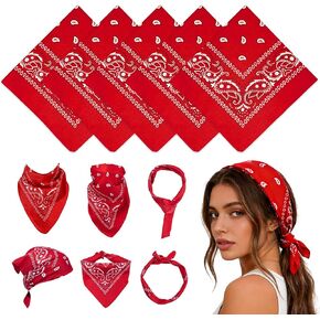 12 PCS Red Bandana for Men and Women, Cotton Paisley Cowboy Hair Bandana Scraf NeckerScraf HeadScraf Bulk in Saudi Arabia