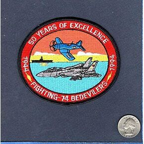 Embroidered Patch - Patches for Women Man -VF-74 BEDEVILERS DECOM 1994 F-14 Tomcat Navy NAS Oceana Fighter Squadron Patch in Saudi Arabia