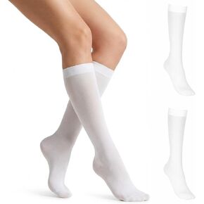 cobee 2 Pairs Knee High Socks White, Women Sheer Knee High Stockings Long White Sock Sheer Stockings Thigh HighStocking for Costume Cosplay Halloween Clothes(One Size) in Kuwait