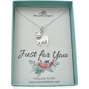 French Bulldog Charm Necklace | 18" Cable Chain | 925 Sterling Silver | Dog Mom Gifts | in Kuwait