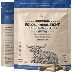 Grass Fed Beef Organ Supplement 3000mg (8 Organs) - Bone Marrow, Thymus, Liver, Heart, Kidney, Trachea, Spleen, Lung - Freeze-Dried - 120 Capsules (30 Servings) in Saudi Arabia
