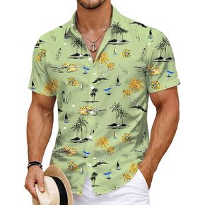 Tropical Hawaiian Shirts for Men Summer Button Down Shirt Short Sleeve for Men, Vacation Beach Party Casual Aloha Shirt in Saudi Arabia