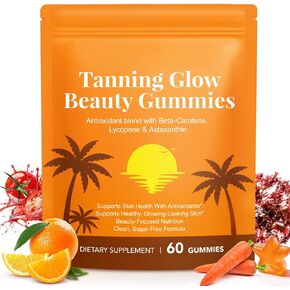 Tanning Gummies, Tanning Gummies for Women and Men with Astaxanthin, Antioxidant Blend with Beta-Carotene, Lycopene & Astaxanthin, Skin Radiance & Hydration, Vegan (1 Pack) in Saudi Arabia