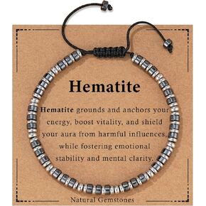 Healing Crystal Bracelet for Men Women, Triple Protection Hematite Black Obsidian Tiger Eye Natural Gemstone Beaded Bracelets Jewelry Gifts for Him in Saudi Arabia