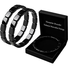 Hematite Bracelet Men, Natural Hematite & Black Obsidian Energy Bracelet, Reclaim Your Confidence & Drive, Stretch Cord Healing Stone Beads Jewelry Gift in Saudi Arabia