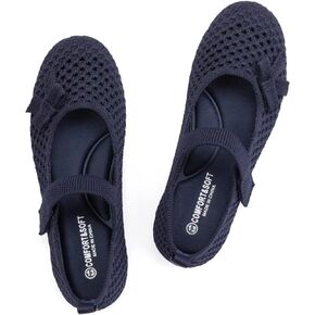 Frank Mully Little Girls Knitted Mary Jane Flats Breathable Mesh Girl Shoes, Flexible Round Toe Casual Dress Flats for School with Cushioned Insole in Kuwait