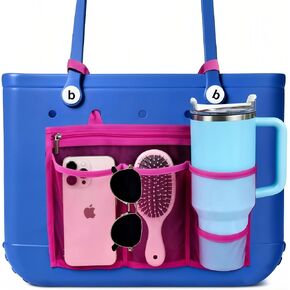 Organizer Insert Holder for Bogg Bag Accessories – Mesh Divider Pouch insert With Zipper for M/XL Beach Rubber Tote Bag , Compatible with Stanley Cup & Phone Holder, Easy Storage Solution(Gery) in Saudi Arabia