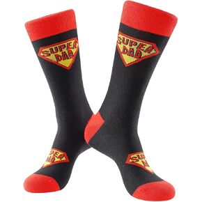 Funny Dad Socks Gift for Father’s Day, Super Dad Ever Novelty Mens Dress Socks, Seamless Cotton Crazy Socks for Dad in Saudi Arabia