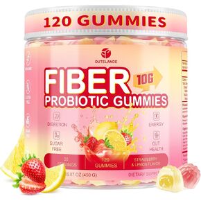 10g Fiber Gummies for Adults, Sugar Free Fiber Supplement for Digestive Health & Regularity, Probiotics, Organic Super Greens & Digestive Enzymes, Vegan, Gelatin Free, 120 Count in Saudi Arabia