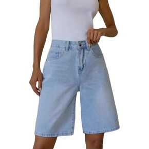 Women's Denim Shorts Women's Denim Shorts Fashion Casual Loose Summer Oversize Straight Wide Leg Pants in Saudi Arabia