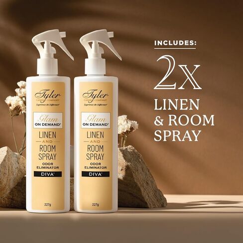 Tyler Glam on Demand - Diva Scent Linen and Room Spray 2 Pack - Air Freshener and Odor Eliminator Bundle with Kinara Stain Remover Pen - Laundry Bundle in Saudi Arabia