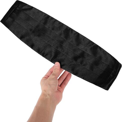 3pcs Men’s Satin Cummerbund Set Adjustable Formal Waistband Black Tuxedo Belt for Wedding Groomsmen and Performance Events in Kuwait