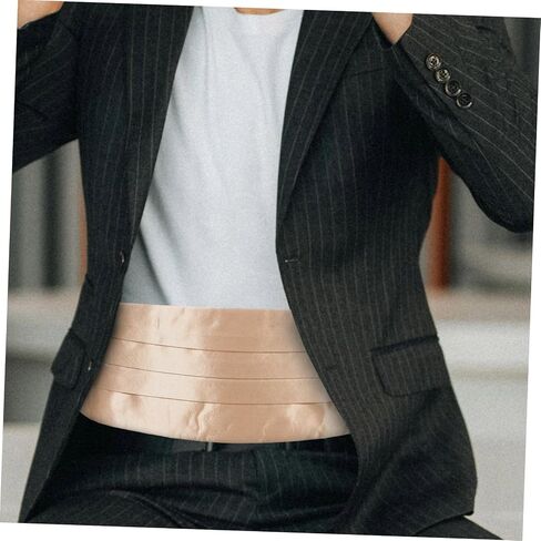 NOLITOY Men Adjustable Light Gold Formal Waistband for Suit Groom Wedding Party Accessory in Kuwait