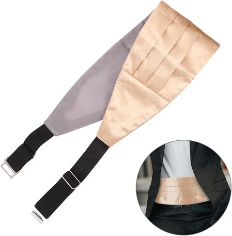 NOLITOY Men Adjustable Light Gold Formal Waistband for Suit Groom Wedding Party Accessory in Kuwait