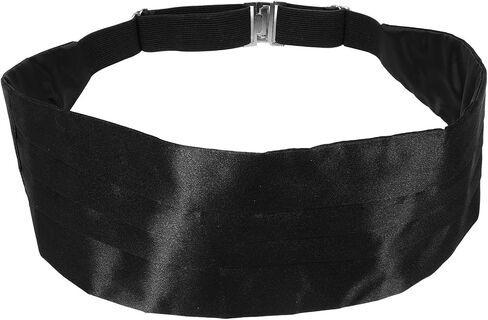 Black Satin Cummerbund Adjustable Tuxedo Waistband Men’s Formal Wedding Accessories Pocket Square Set in Kuwait