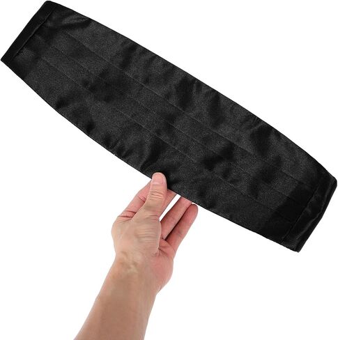 Black Satin Cummerbund Adjustable Tuxedo Waistband Men’s Formal Wedding Accessories Pocket Square Set in Kuwait