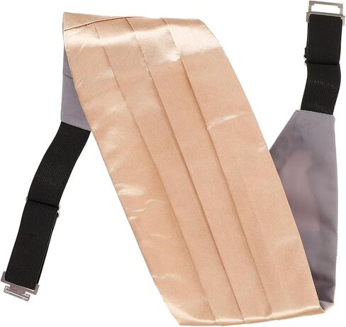 Men’s Adjustable Waistband for Suit, Solid Color Satin Waistband in Light Gold, Formal Wedding and Party Accessory for Groomsmen and Prom in Kuwait