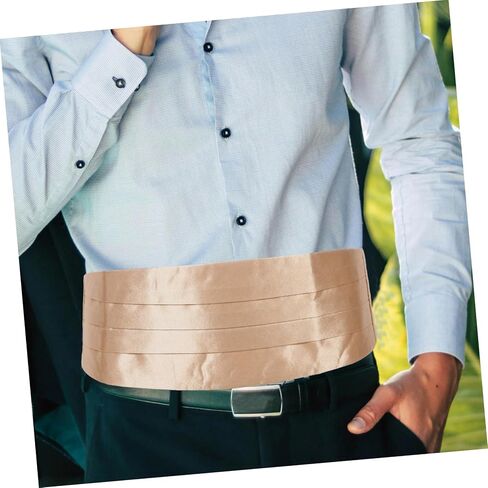 Ciieeo Men’s Light Gold Adjustable Cummerbund Tuxedo Waistband Formal Suit Accessory for Weddings Proms and Party Use in Kuwait