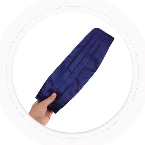 Men’s Formal Cummerbund, Navy Blue Polyester Bow Tie and Pocket Square Set for Tuxedo, Wedding, Prom, and Business Events in Kuwait