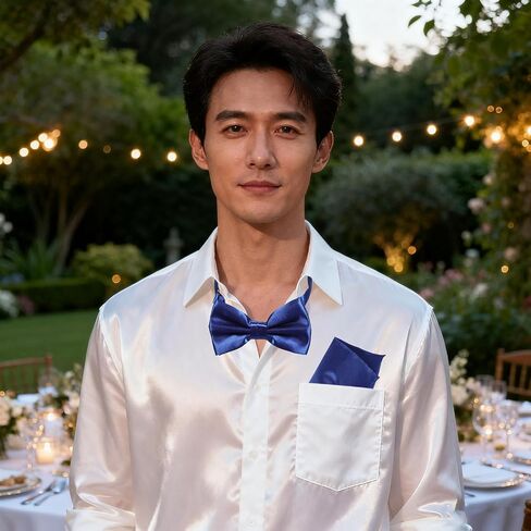 Men’s Formal Cummerbund, Navy Blue Polyester Bow Tie and Pocket Square Set for Tuxedo, Wedding, Prom, and Business Events in Kuwait