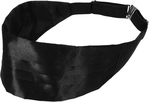 TEHAUX Adjustable Satin Cummerbund for Men Black Formal Tuxedo Waistband with Bow Tie and Pocket Square Set for Weddings and Evening Parties in Kuwait