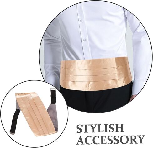 Hemoton Men’s Adjustable Waistband for Suit Light Gold Formal Waistband Wedding Party Accessory Tuxedo Dress Belt in Kuwait