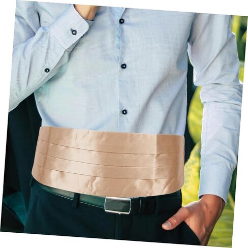 Men’s Light Gold Color Waistband for Suit, Formal Waistband Accessory, Satin Fabric, Suitable for Weddings, Proms, and Party Events in Kuwait