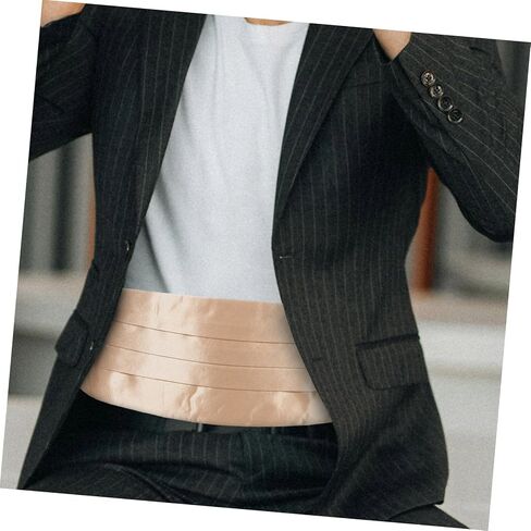 Men’s Light Gold Color Waistband for Suit, Formal Waistband Accessory, Satin Fabric, Suitable for Weddings, Proms, and Party Events in Kuwait