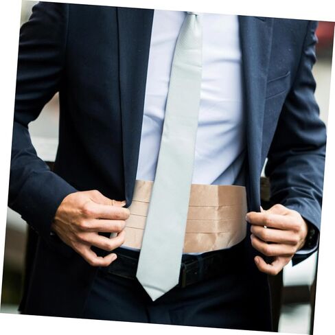 Men’s Light Gold Color Waistband for Suit, Formal Waistband Accessory, Satin Fabric, Suitable for Weddings, Proms, and Party Events in Kuwait
