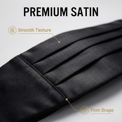 QUUPY Black Men's Satin Cummerbund Adjustable Formal Tuxedo Belt for Weddings Proms and Formal Events in Kuwait