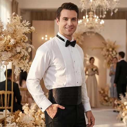 QUUPY Black Men's Satin Cummerbund Adjustable Formal Tuxedo Belt for Weddings Proms and Formal Events in Kuwait