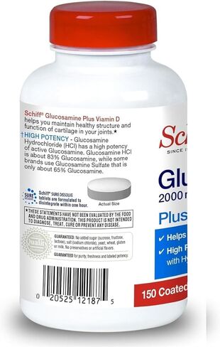 Schiff Glucosamine 2000mg with Vitamin D3 and Hyaluronic Acid, 150 tablets - Joint Supplement in Saudi Arabia