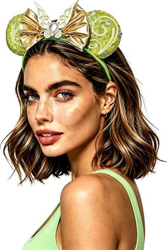 Green Sequin Bow Fairy Mouse Ears Headband for Women in Kuwait