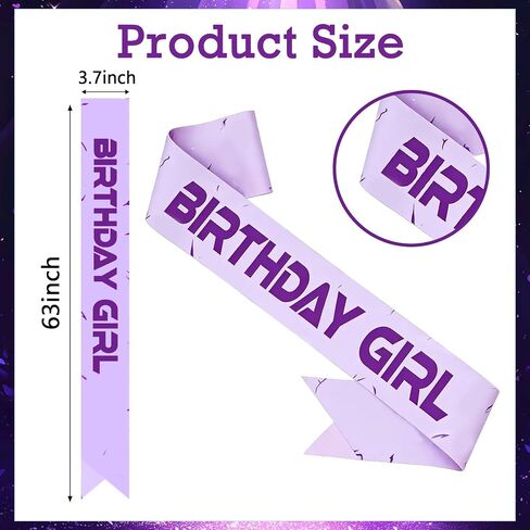 Purple Kpop Birthday Girl Sash, Kpop Theme Birthday Sash with Safety Pin, Light Purple Birthday Sash for Women Girls, Birthday Party Decorations Favors for Birthday Party, Photo Booth Props in Saudi Arabia