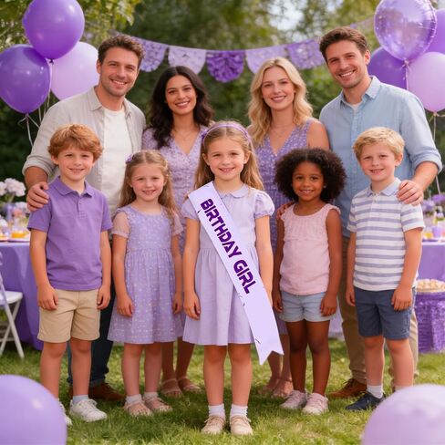 Purple Kpop Birthday Girl Sash, Kpop Theme Birthday Sash with Safety Pin, Light Purple Birthday Sash for Women Girls, Birthday Party Decorations Favors for Birthday Party, Photo Booth Props in Saudi Arabia