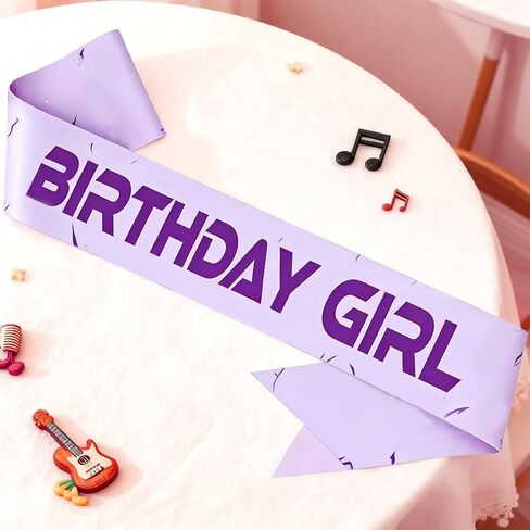 Purple Kpop Birthday Girl Sash, Kpop Theme Birthday Sash with Safety Pin, Light Purple Birthday Sash for Women Girls, Birthday Party Decorations Favors for Birthday Party, Photo Booth Props in Saudi Arabia