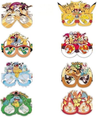 16Pcs Pokemon Themed Party Set: Decorative Glasses (Cosplay Style) - Ideal for Cartoon Themed Birthday Parties & Party Gifts in Saudi Arabia
