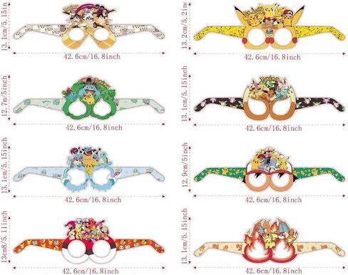 16Pcs Pokemon Themed Party Set: Decorative Glasses (Cosplay Style) - Ideal for Cartoon Themed Birthday Parties & Party Gifts in Saudi Arabia